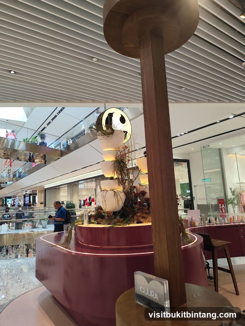 Interior of a shopping mall with a decorative display