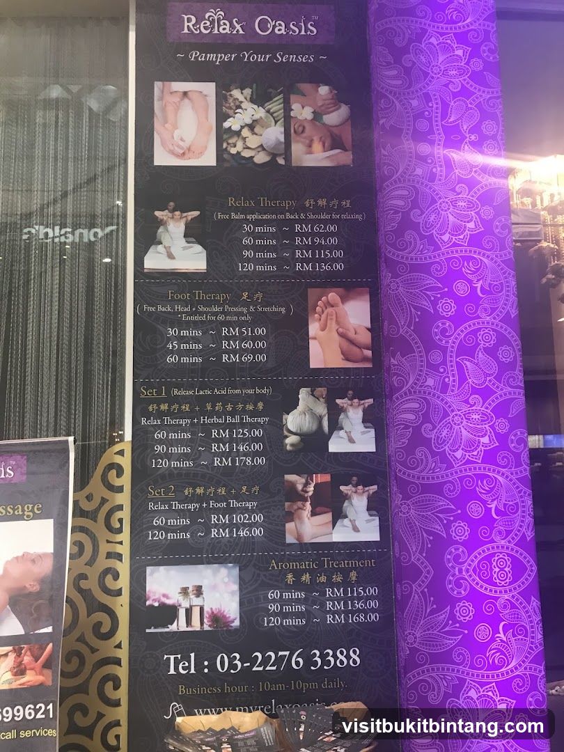 Relax Oasis Menu