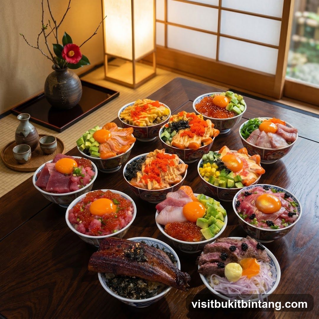 Assortment of Japanese Donburi Bowls