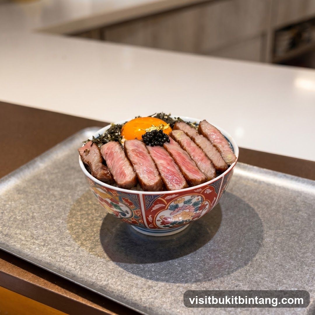 Beef Donburi with Egg Yolk and Caviar