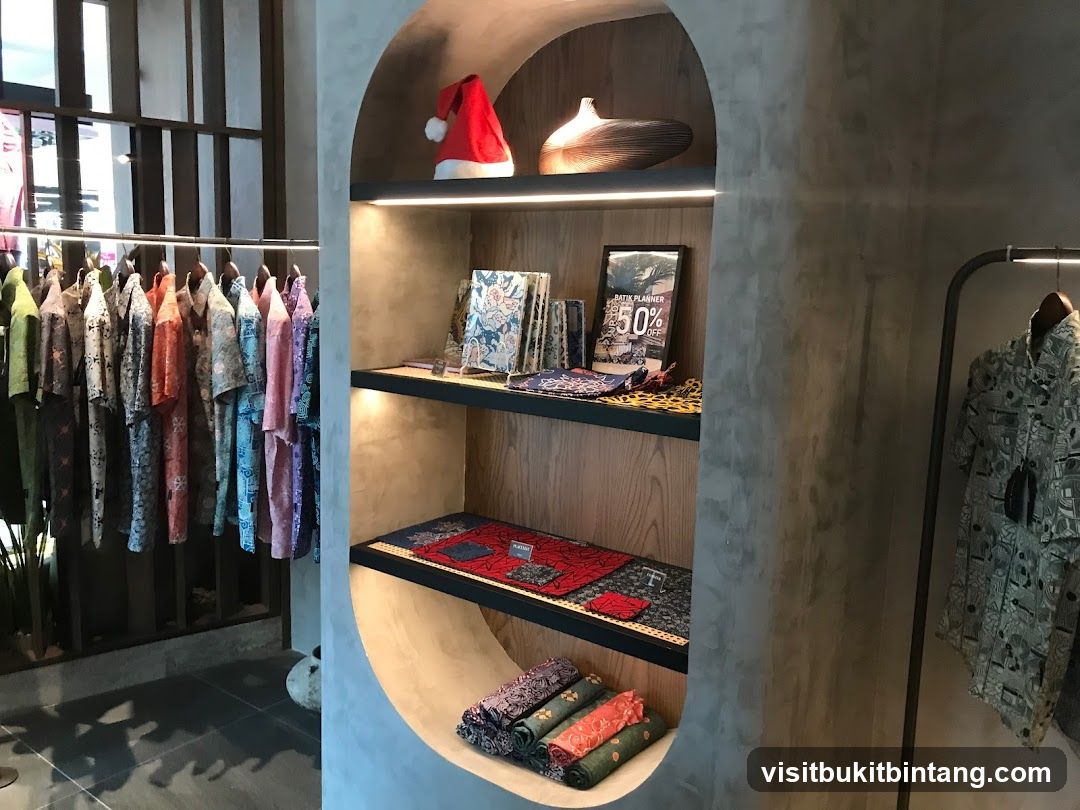 Batik clothing and accessories display