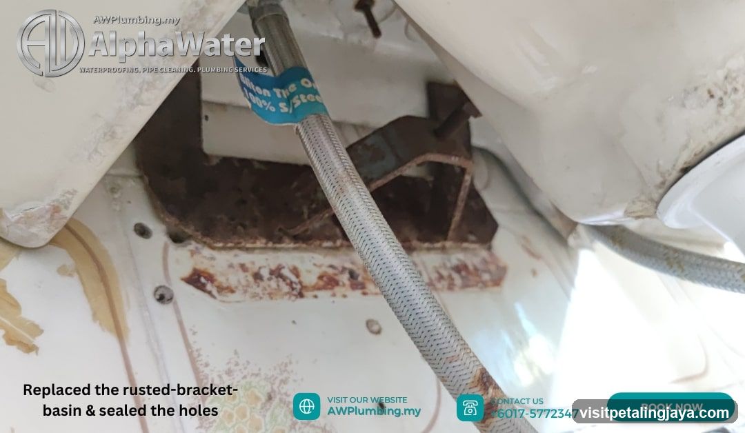 Rusted bracket replacement and sealing