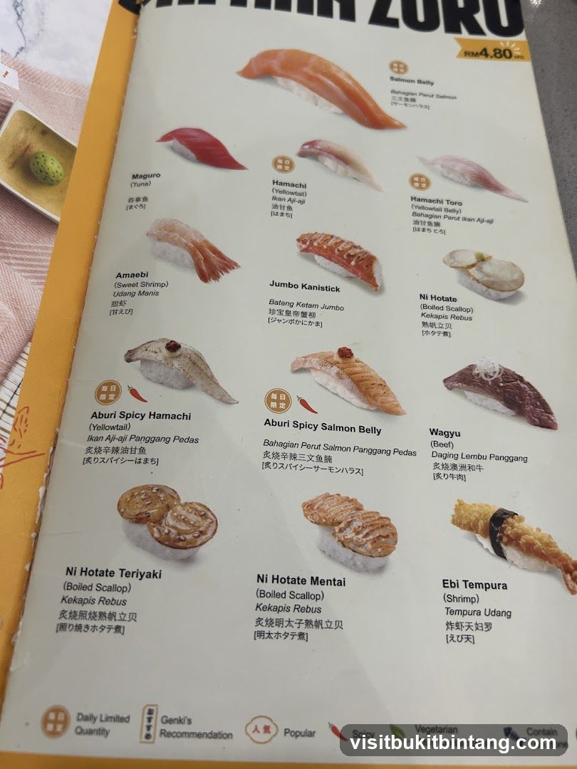 ZURU Sushi Menu