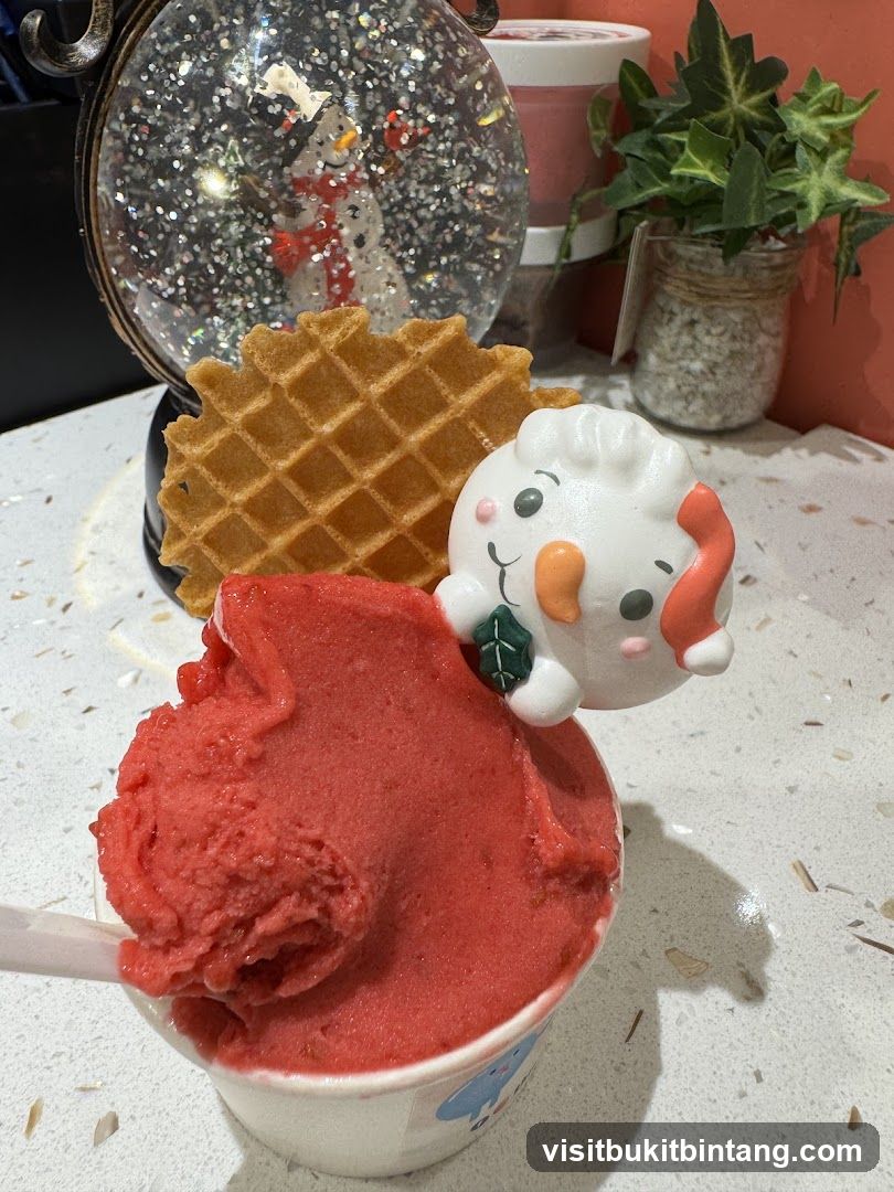 Strawberry Gelato with Festive Decorations