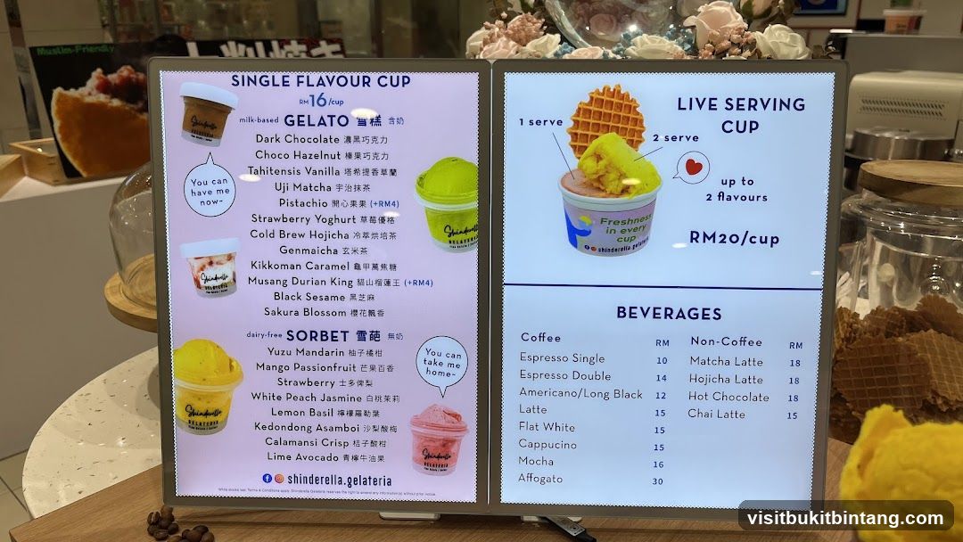 Gelato and Beverages Menu