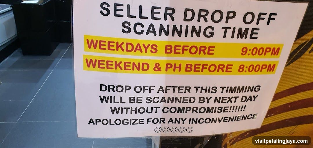 Seller Drop Off Scanning Time Sign