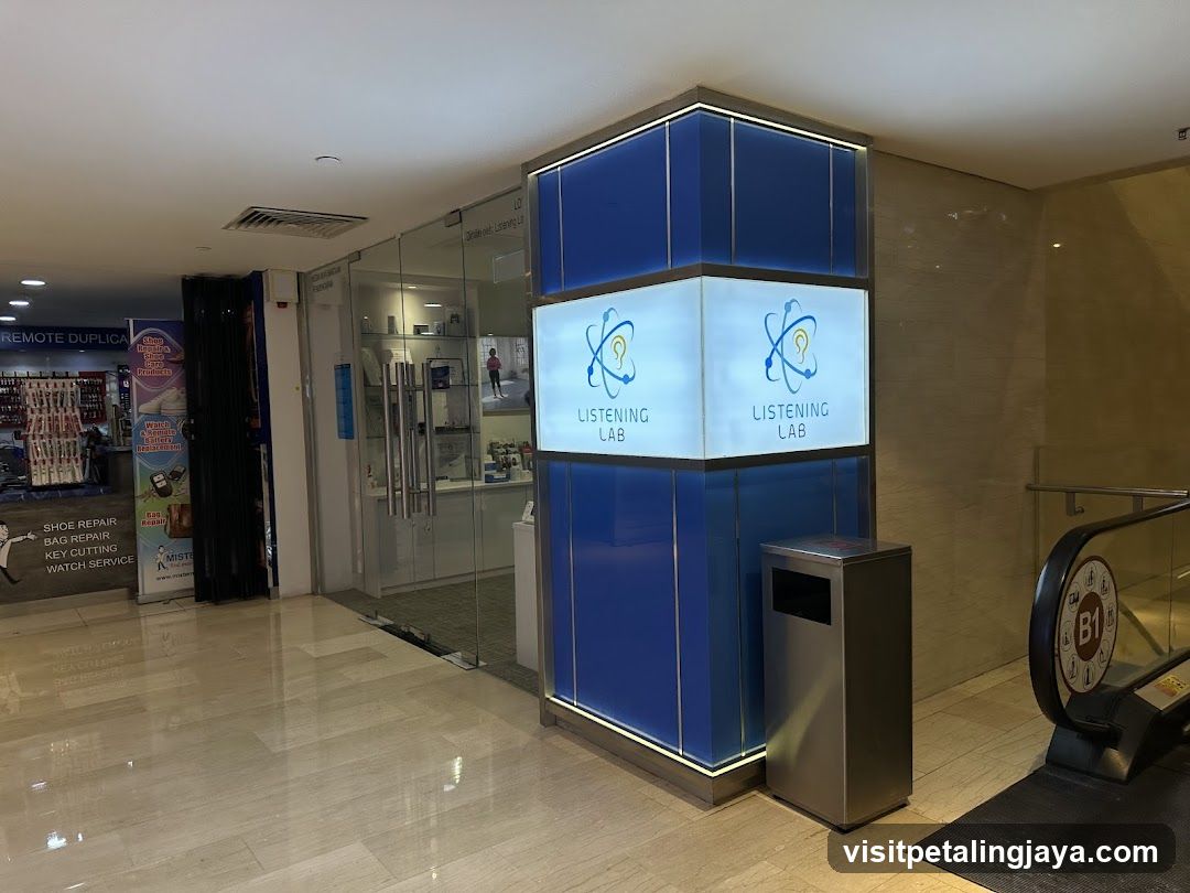 Shopping Mall Interior with Listening Lab Signage