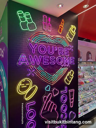 Neon Wall Art in Cosmetics Store