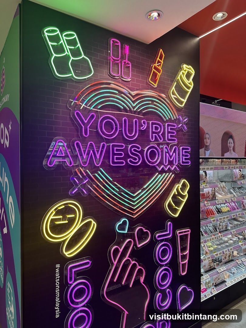 Neon Signage in Cosmetics Store