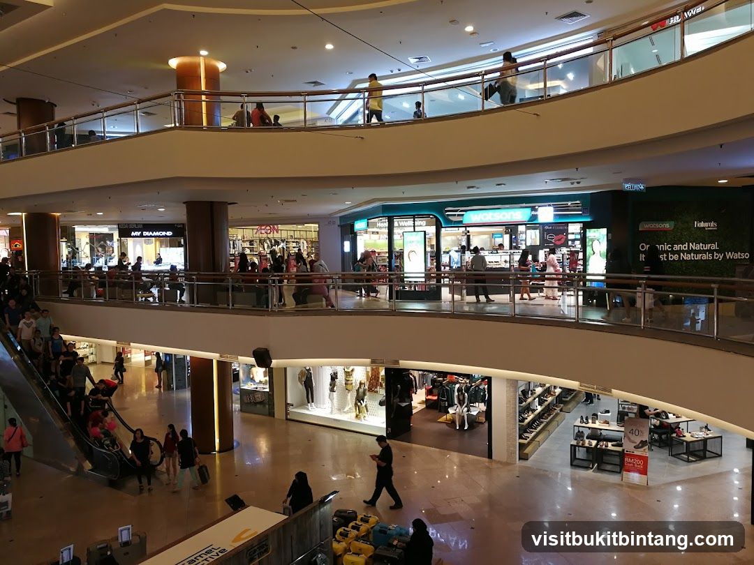 Mall Interior with Shops and Shoppers