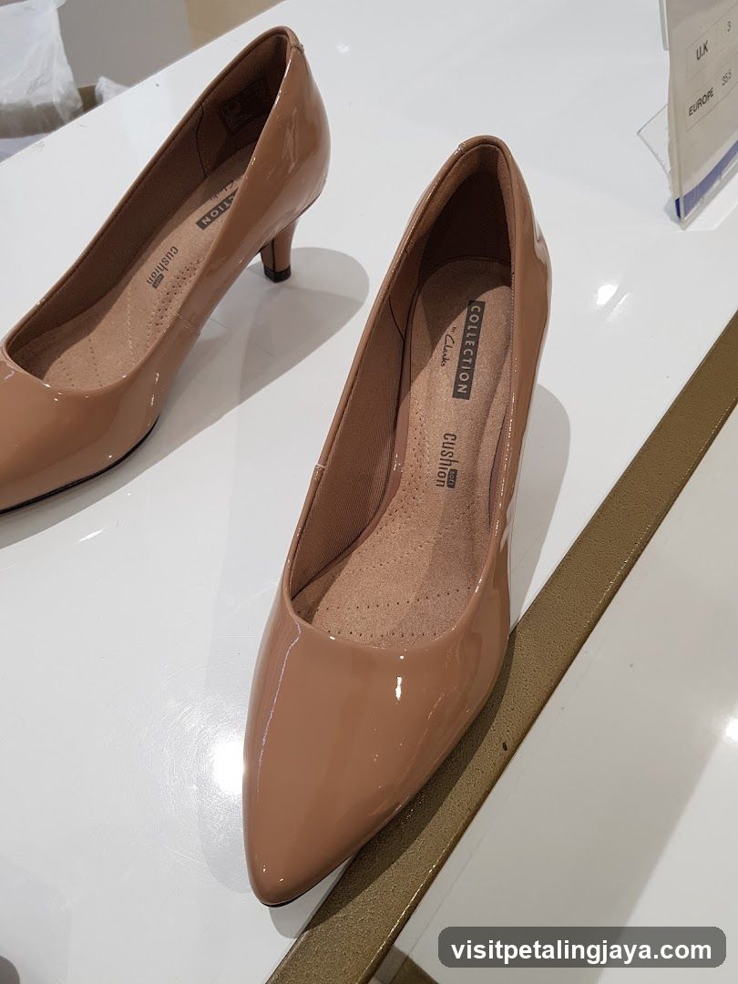 Beige Patent Heels Display