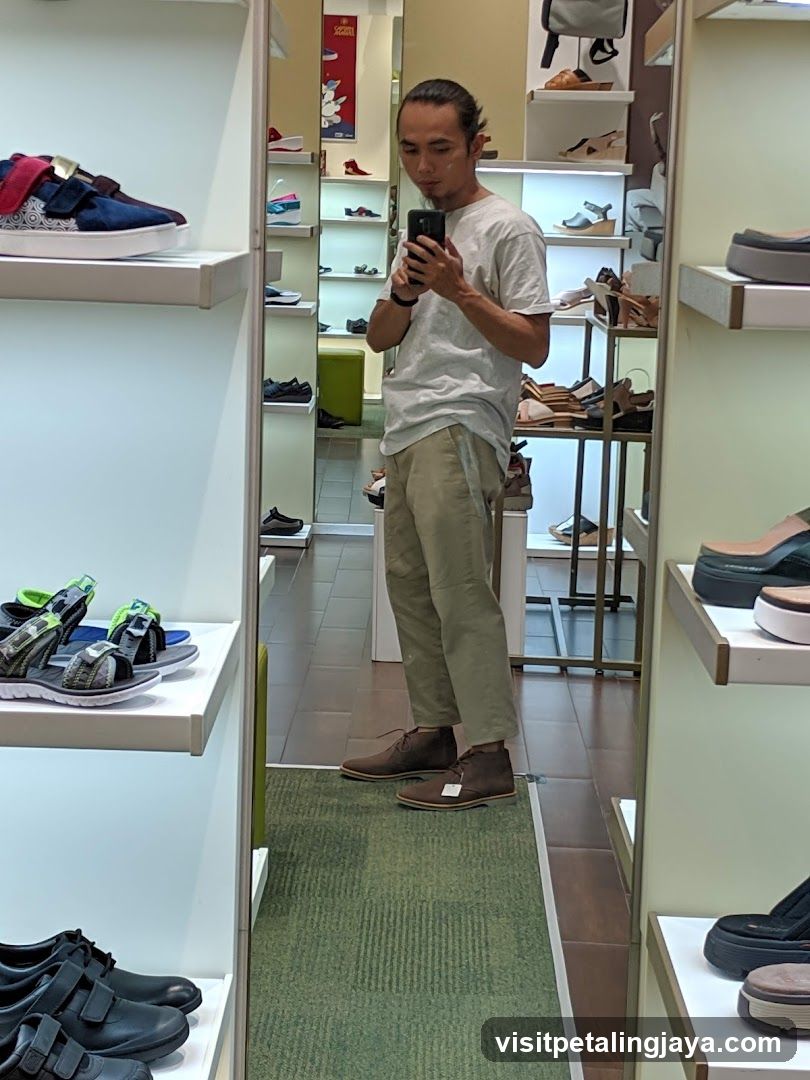 Mirror selfie in shoe store