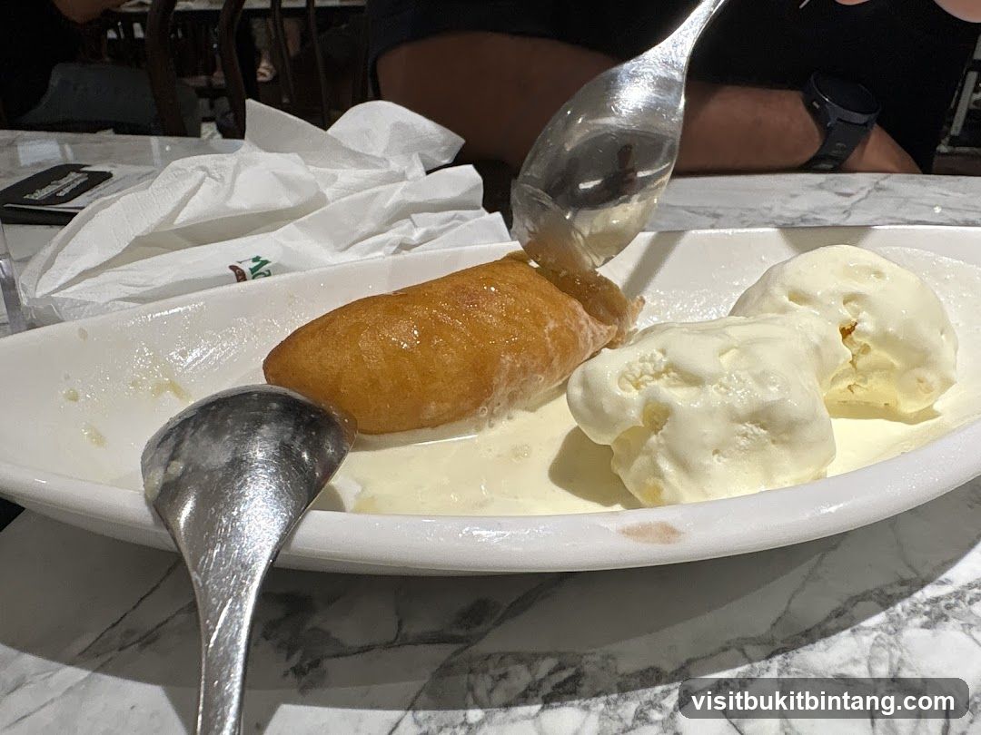 Fried dessert with ice cream
