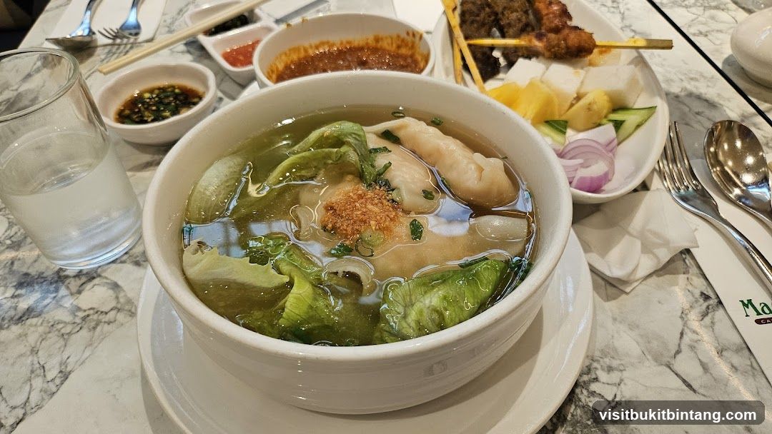 Dumpling Soup with Satay and Sides