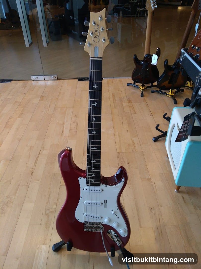 Red Electric Guitar on Stand