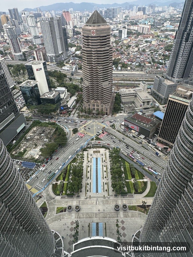 Aerial View of a Cityscape with Skyscrapers and Traffic