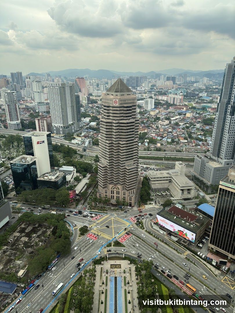 Cityscape with Tall Buildings and Busy Intersection
