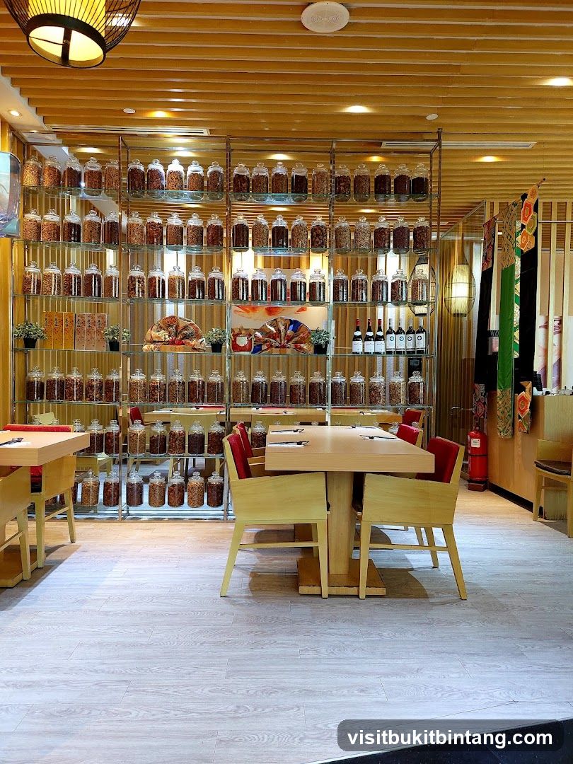 Restaurant Interior with Jars of Ingredients