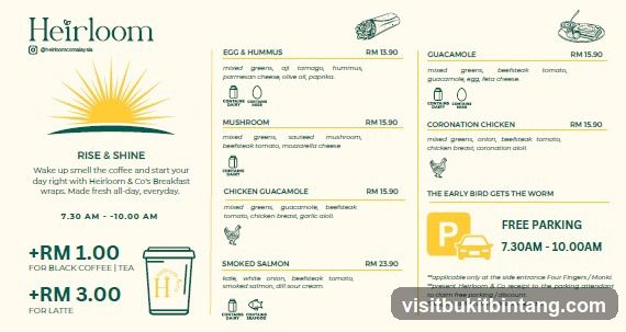 Heirloom Breakfast Wraps Menu