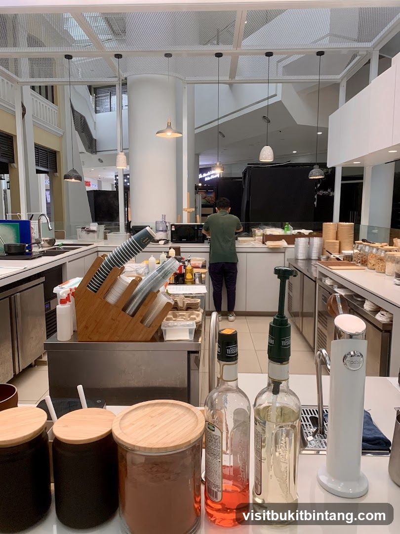 Cafe Counter with Syrups and Supplies
