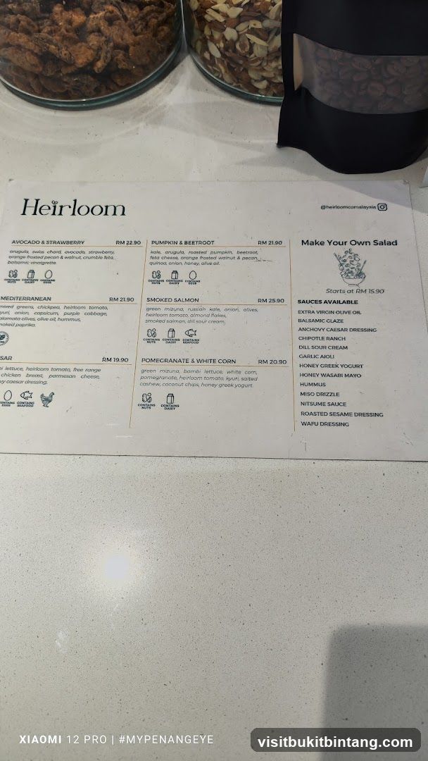Heirloom Menu
