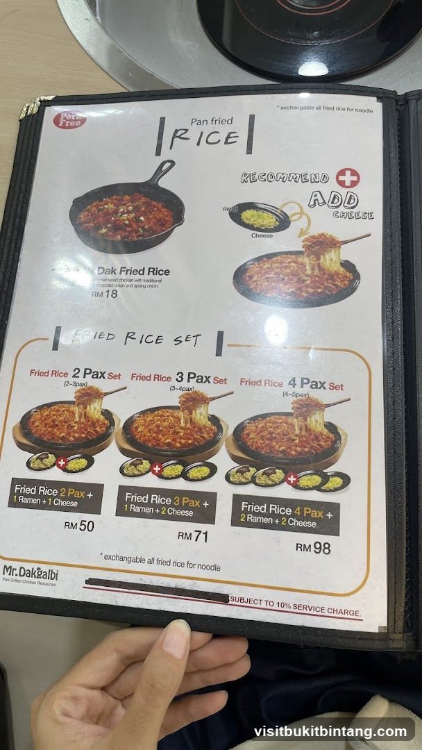 Pan Fried Rice Menu