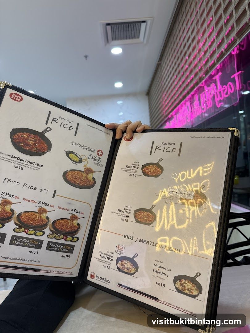 Pan Fried Rice Menu