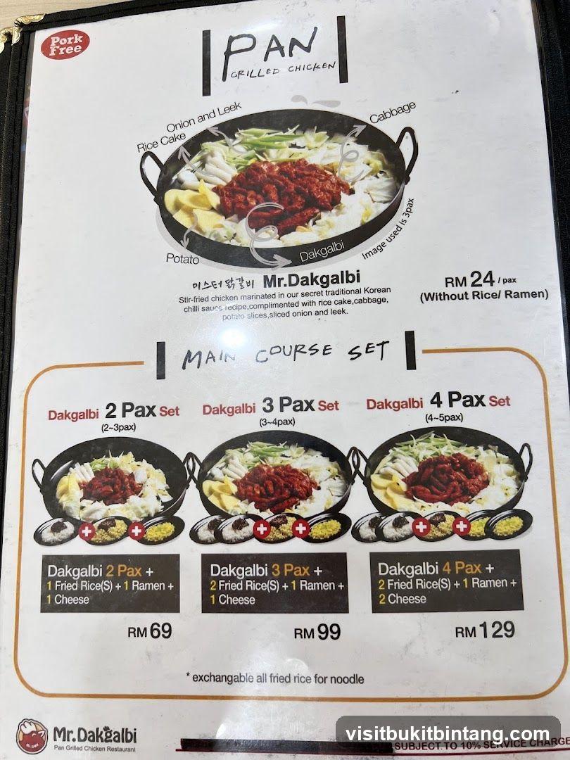 Pan Grilled Chicken Menu