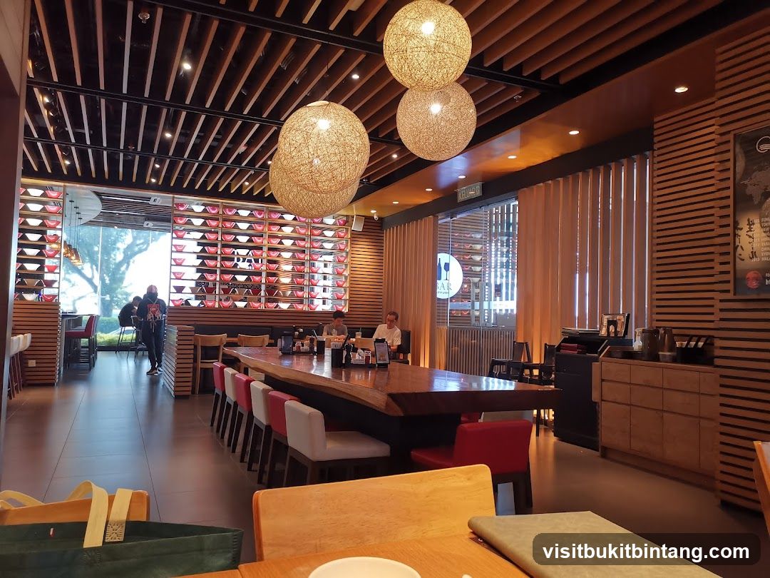Restaurant Interior with Large Wooden Table