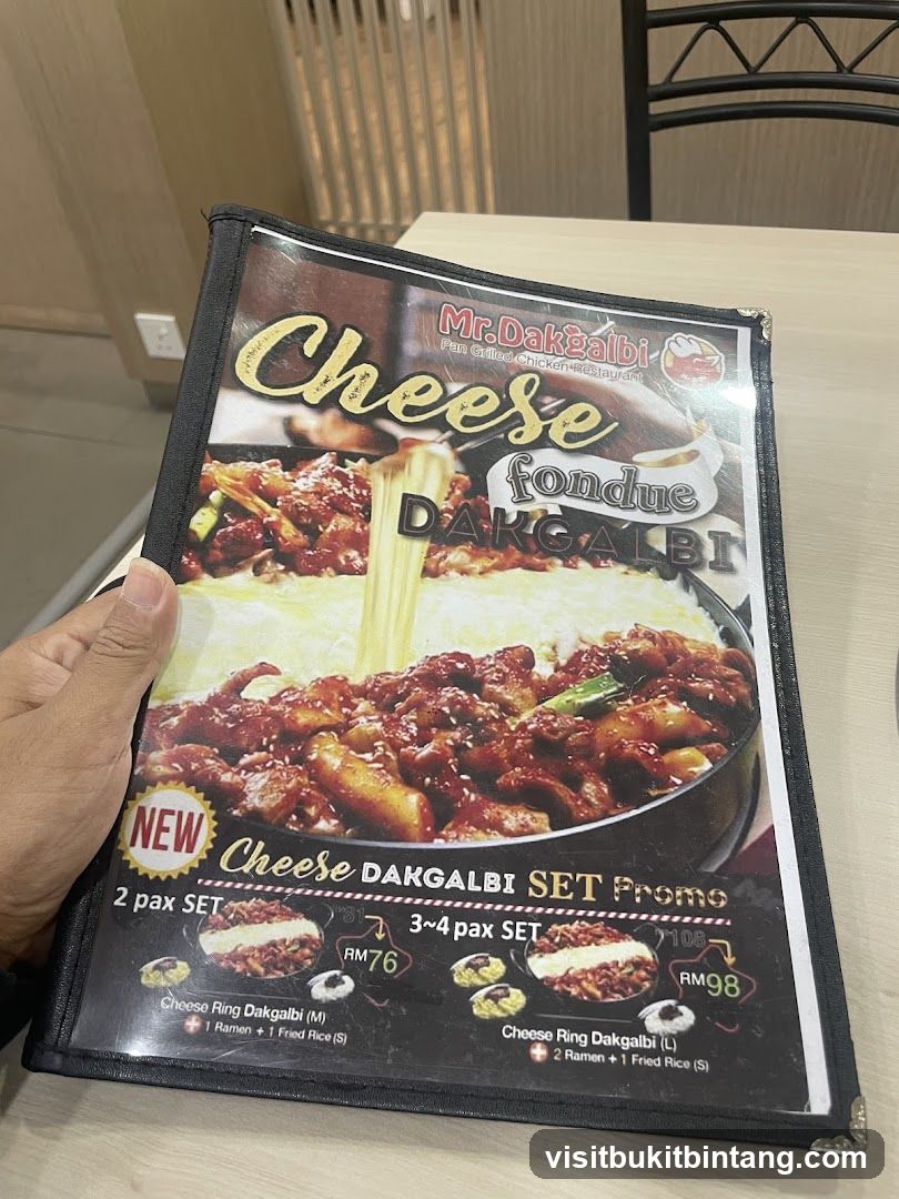 Mr. Dakgalbi Cheese Fondue Menu