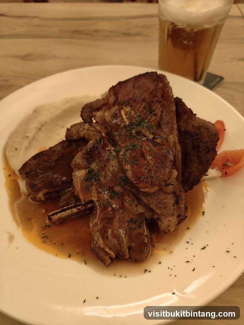 Lamb Chops with Mashed Potatoes and Beer