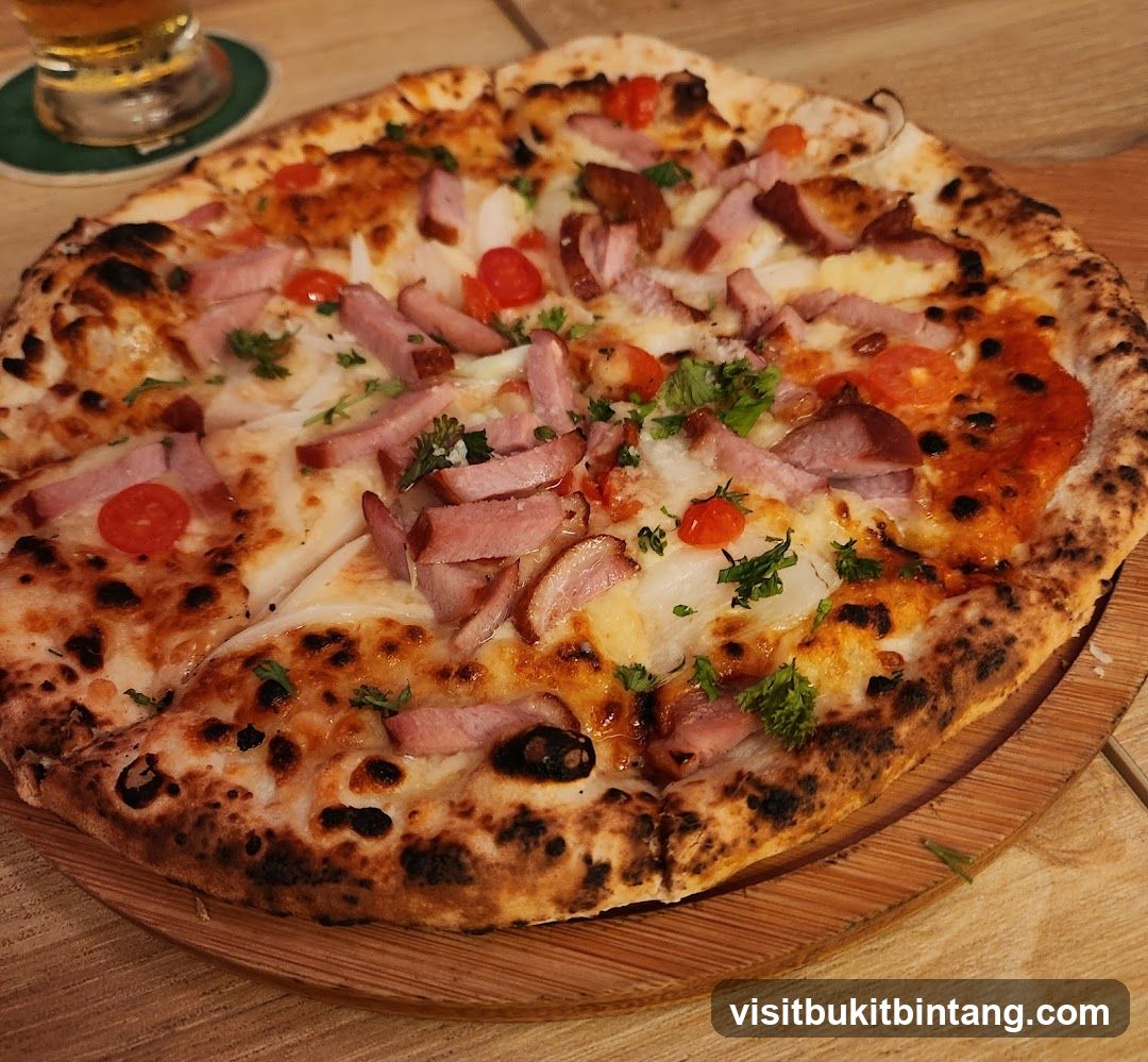 Pizza with Ham and Cherry Tomatoes