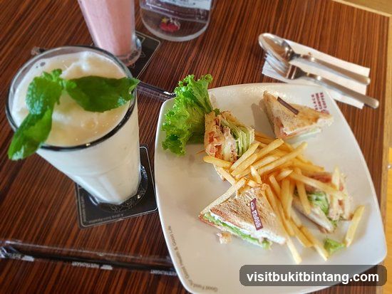 Sandwiches and Fries with a Smoothie
