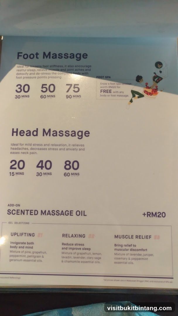 Massage Menu