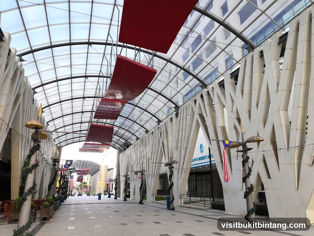 Covered walkway with modern architecture