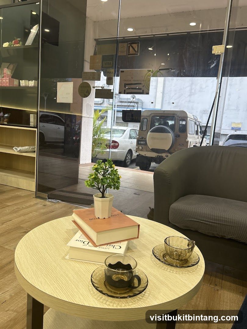 Cozy Seating Area with Coffee Cups