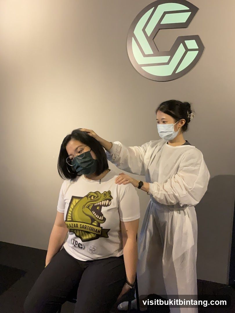 Therapist adjusting patient's neck