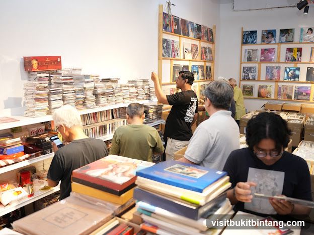 People browsing records in a store