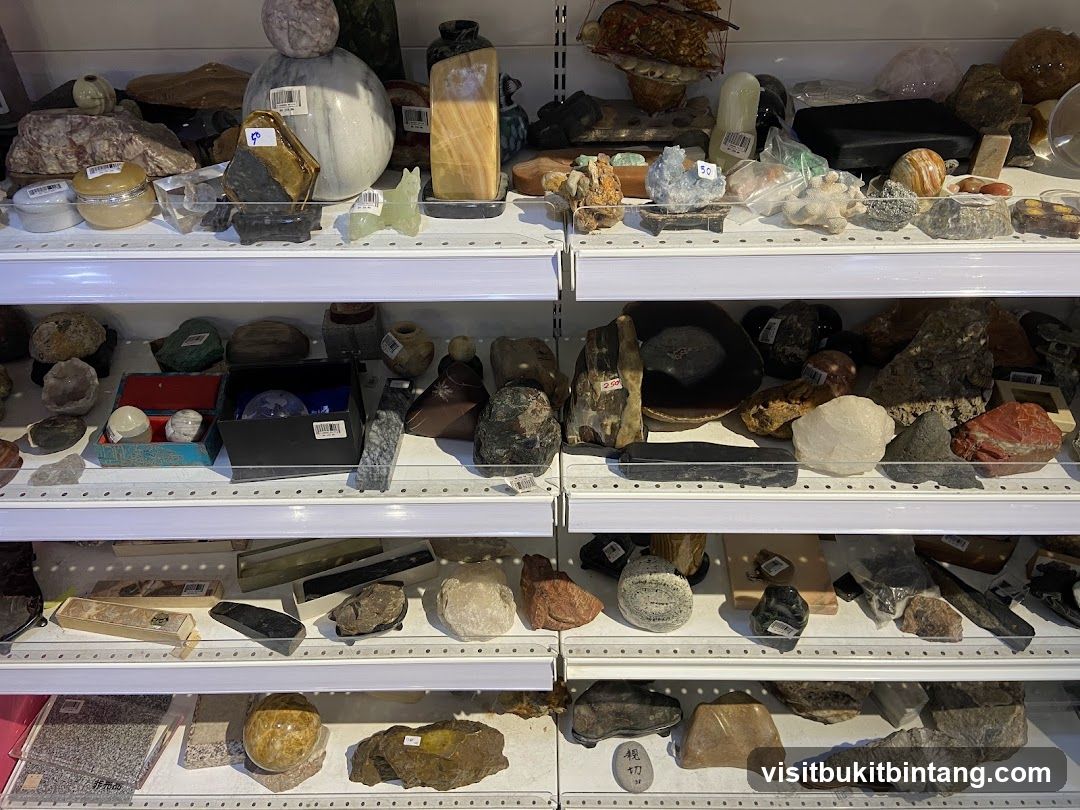 Display of stones and minerals