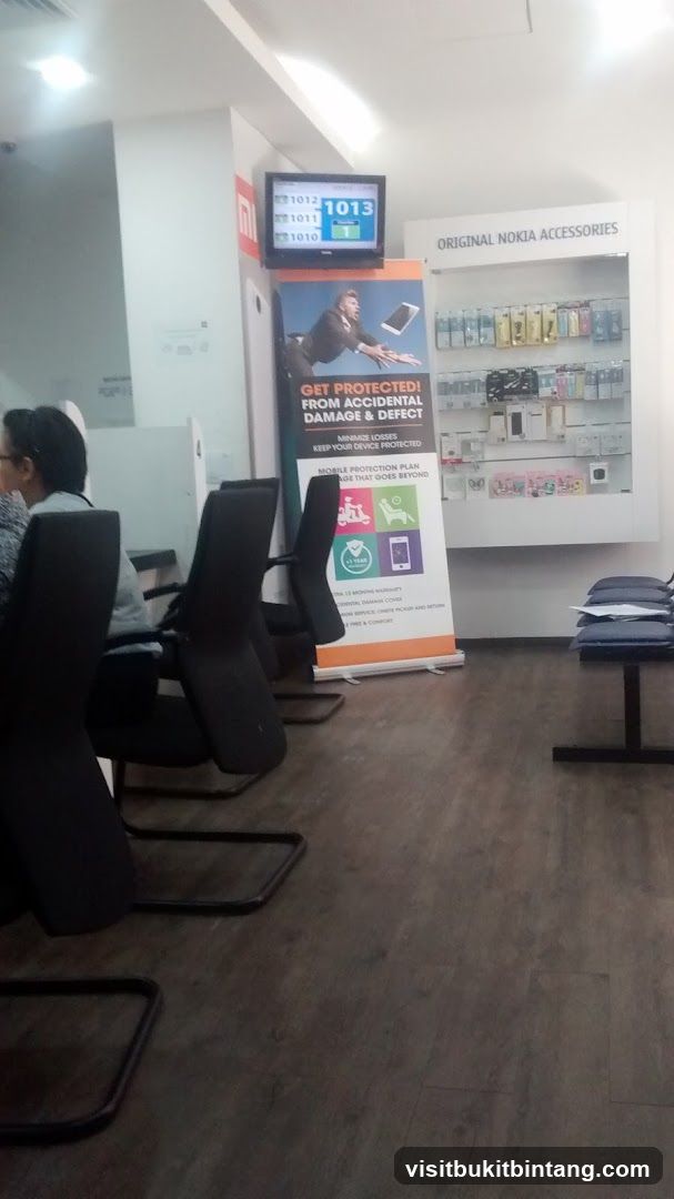 Waiting area with accessories display