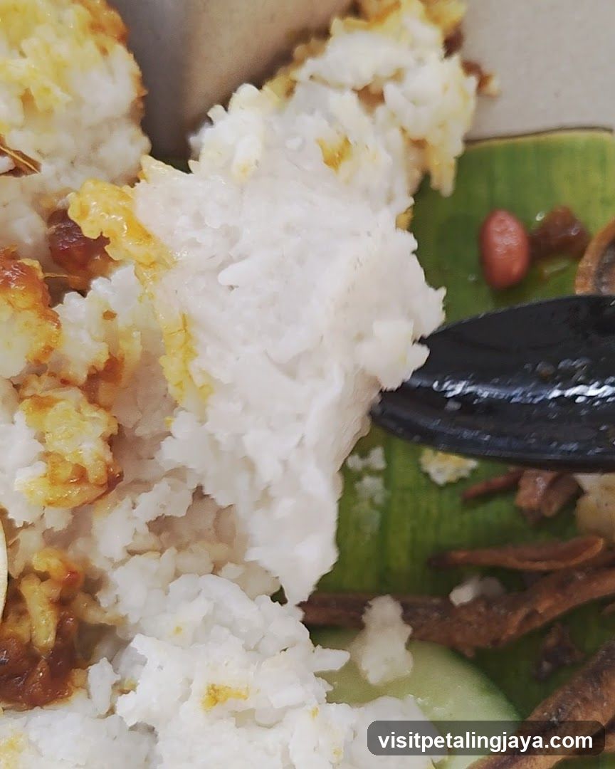 Close-up of Rice Dish with Banana Leaf
