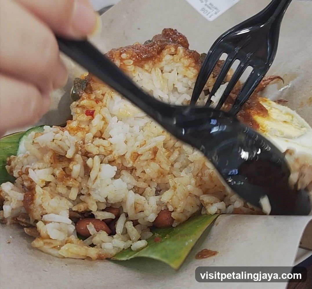 Nasi Lemak with Fork and Spoon