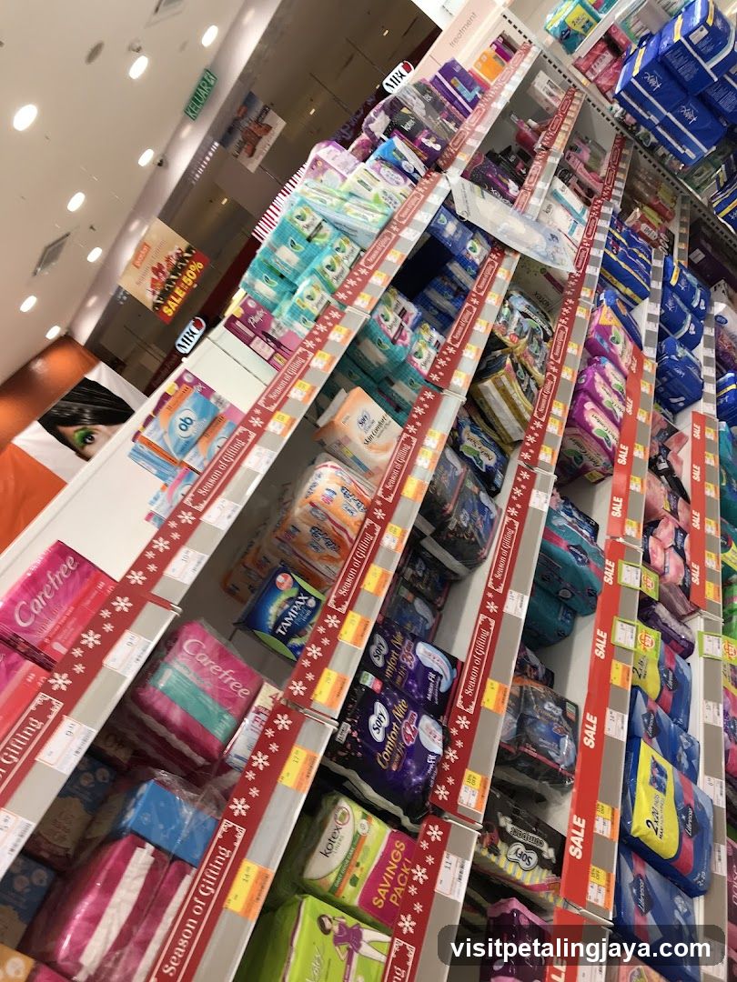 Aisle of personal care products in a supermarket