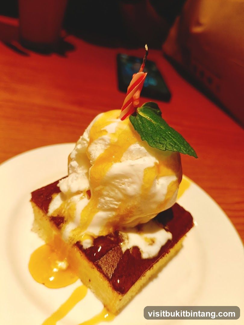 Dessert with Ice Cream and Candle