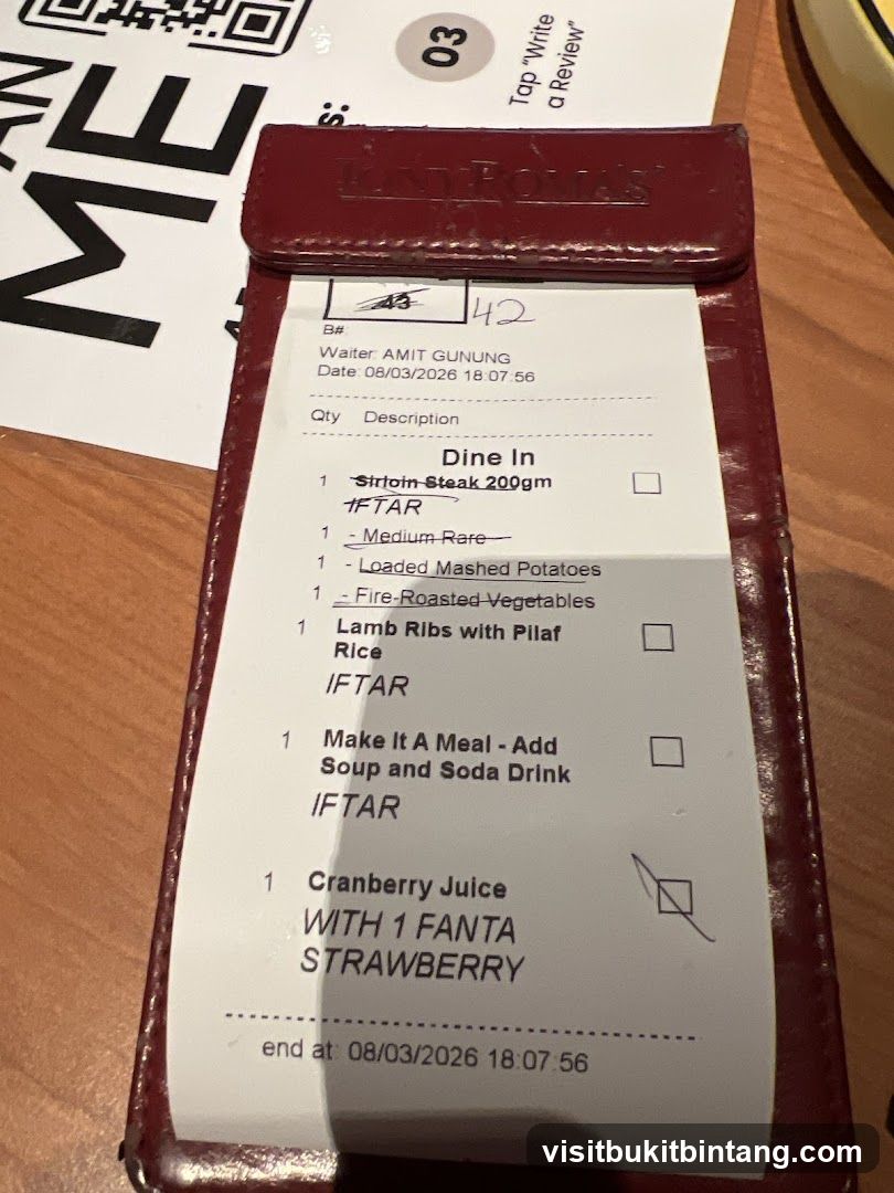 Dine In Receipt