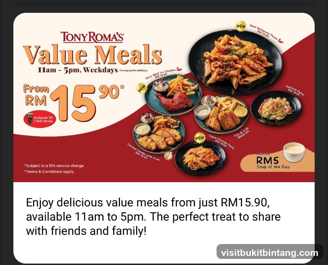 Tony Roma's Value Meals Promotion