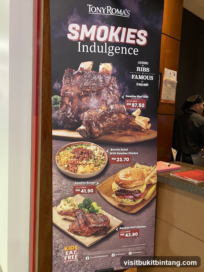 Tony Roma's Smokies Indulgence Menu