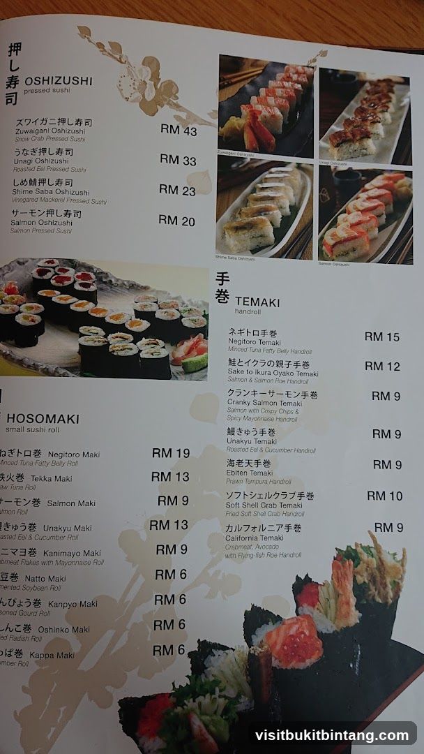 Sushi Menu