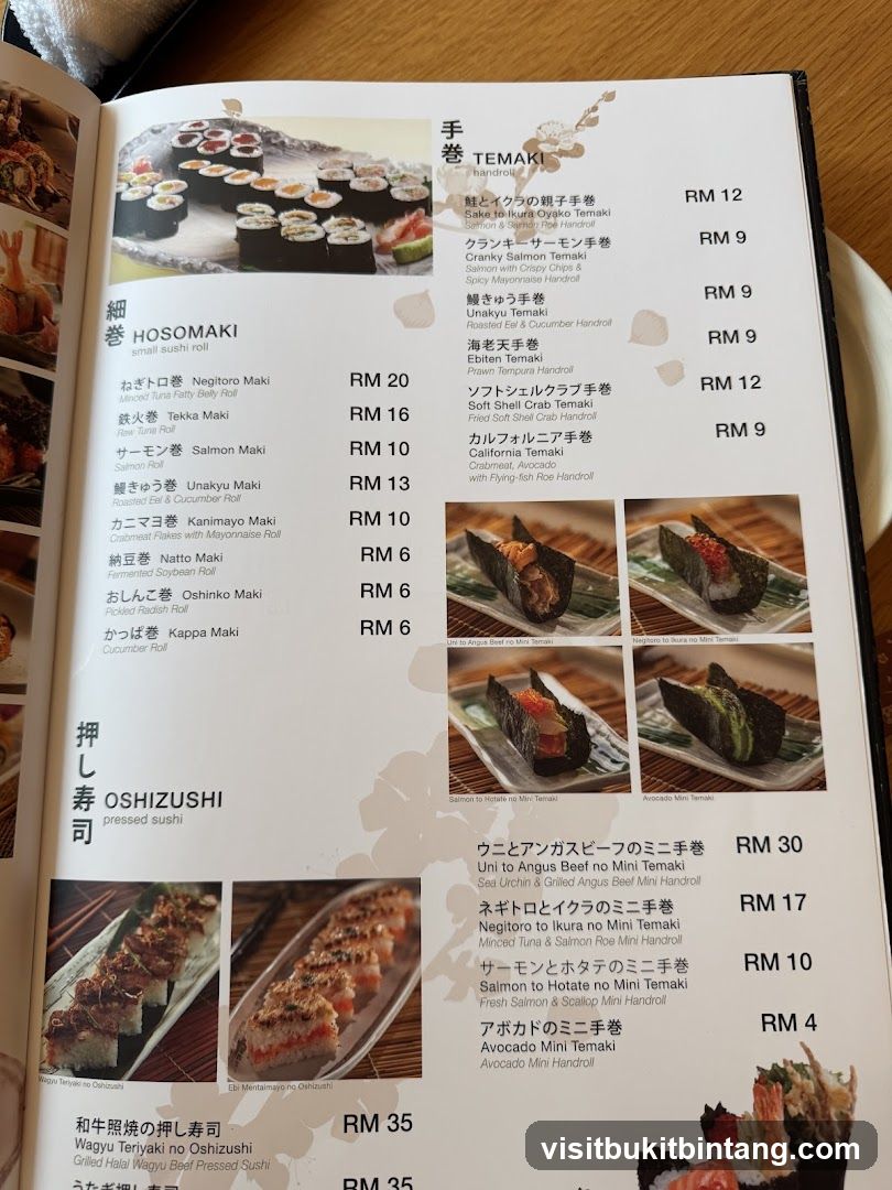 Sushi Menu