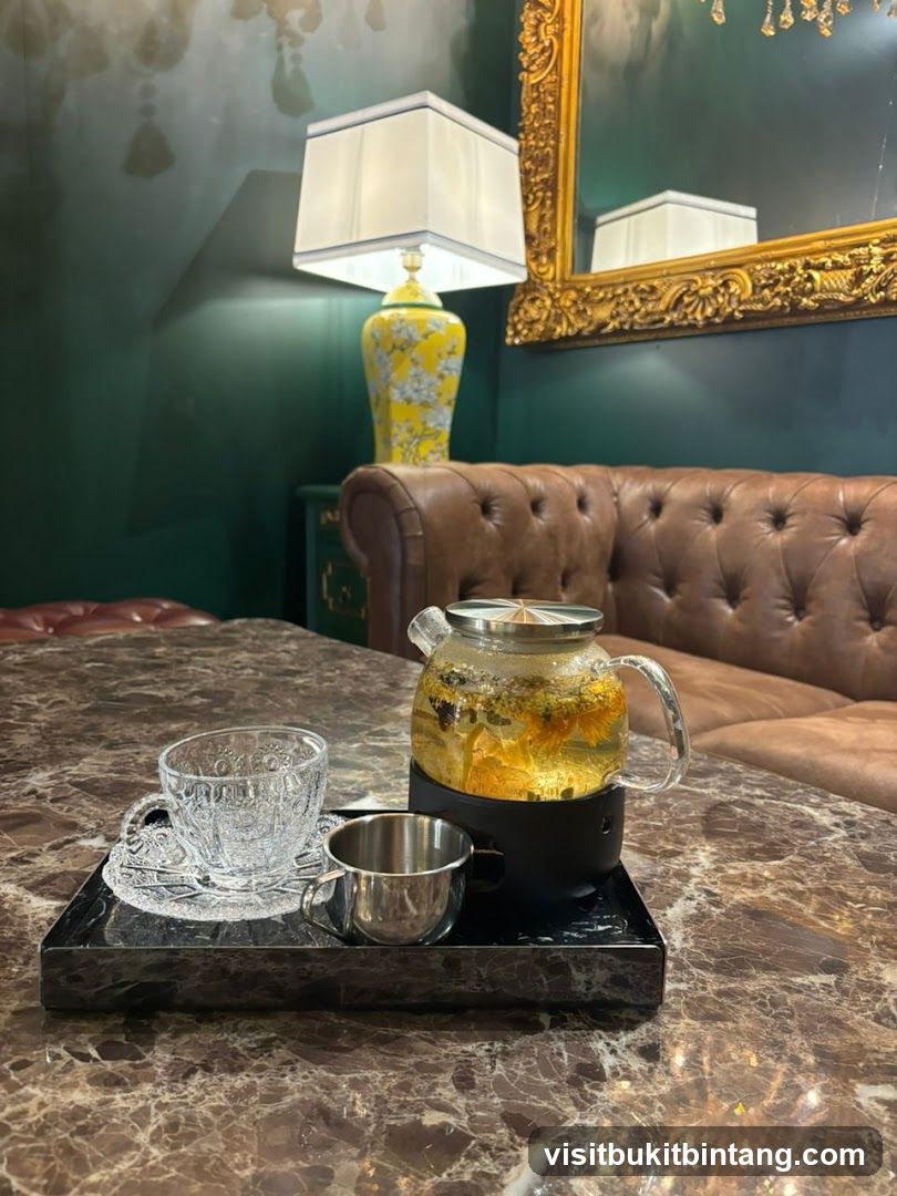 Tea service on a marble table
